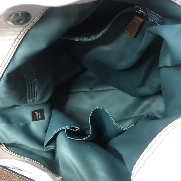 Vintage off white leather coach purse with brown strap - Picture 8 of 11